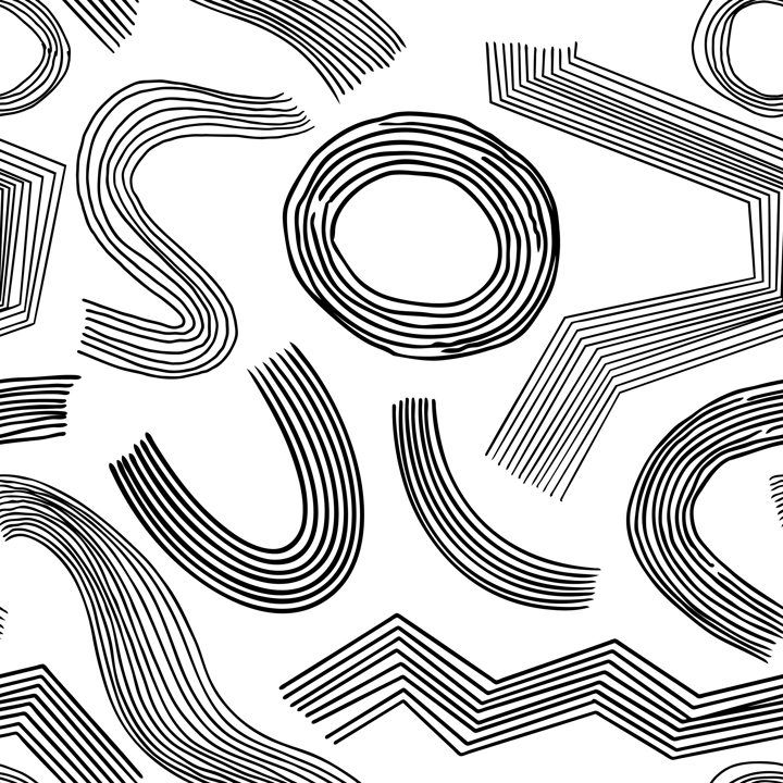 Abstract seamless pattern. Vector background with shapes, lines, brushes, waves and abstract objects. Perfect print, poster, fabric, packaging, textile. Minimalist forms in the style of modern art.